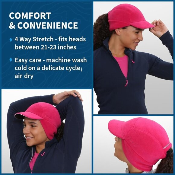 Women\'s Magenta Trailblazer Reflective Fleece Ponytail Hole Winter Hats main image 5